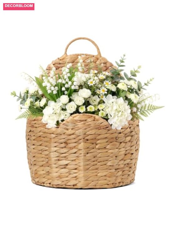 Other - Handwoven Water Hyacinth Hanging Basket Scalloped Boho Wall Decor Planter